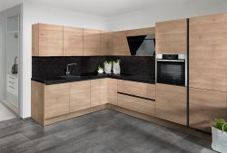 Marquardt Küchen: Grifflose L Küche In Holzoptik Mit Granit Black Star